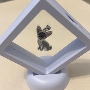 Crystal Chihuahua Pet Charm Necklace - Black & Pink Accents with display case